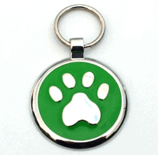 Large Green Paw Print Tag