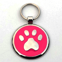 Small Pink Paw Print Tag