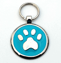 Small Sky Blue Paw Print Tag