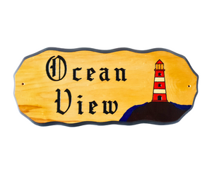 Motif House Sign Light House - Wooden House Name Plates